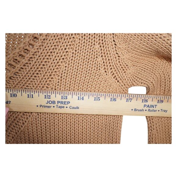 ZARA Boho Knit Sweater Womens Large Lace-Up Sleeve 100% Cotton Spain - Picture 10 of 11